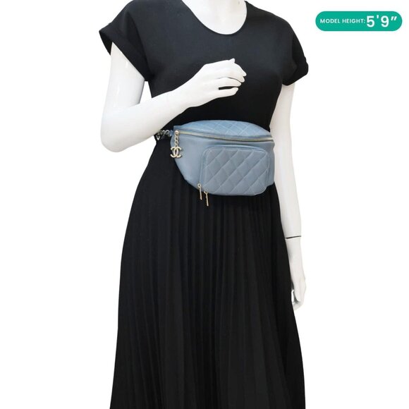 Chanel  Business Affinity Quilted Caviar Leather Waist Bag Blue - Picture 2 of 12